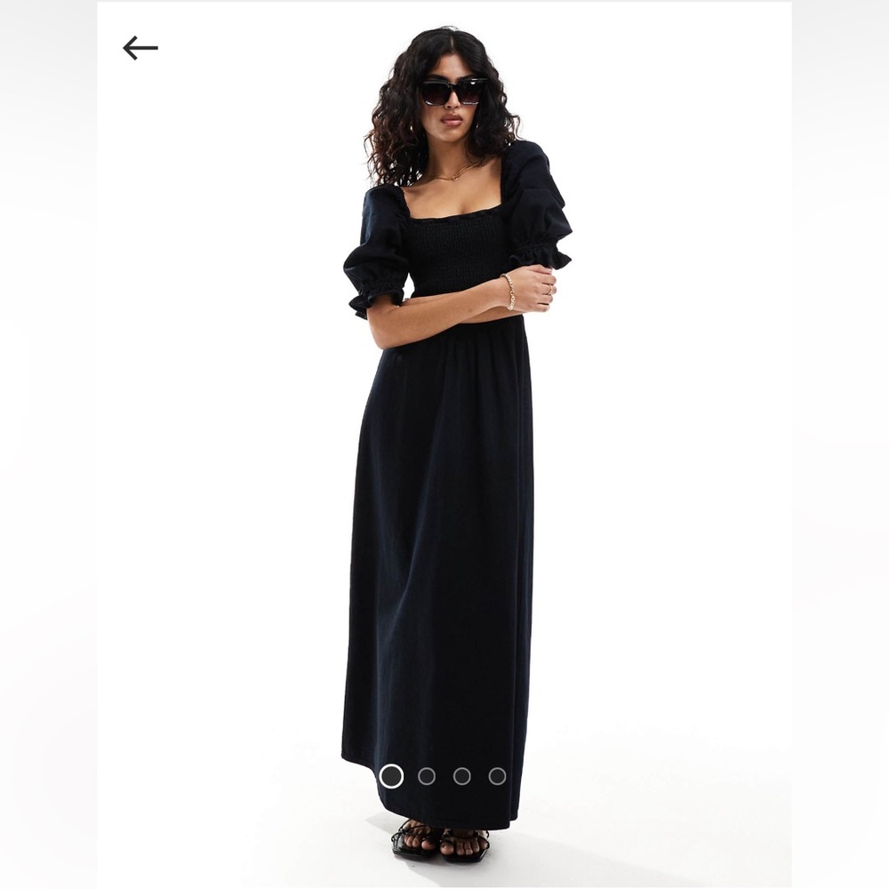 ASOS DESIGN Soft Denim Maxi Dress with Puffed Sleeves